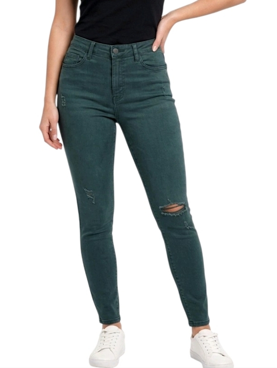Ava & Viv Denim - Ava & Viv Green Distressed High Rise  Skinny Jeans Size 18W